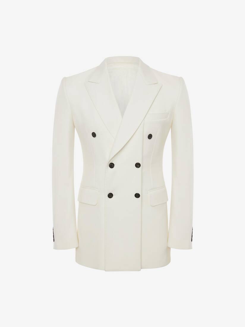 Chaquetas Alexander McQueen Slashed Lapels Double-Breasted Hombre - Blancos - Mexico 179-NKQZIS